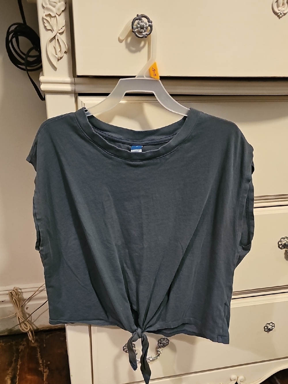 Old Navy- Slate Blue Tie Front Short Sleeve